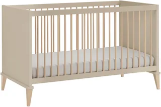 Babybett JONTE 70x140cm in Beige, umbaubares Kinderbett mit Massivholz, Gitterbett 4-fach höhenverstellbar, entnehmbare Sprossen, Juniorbett by Paidi in Beige, Brown – product photo 1 of 5