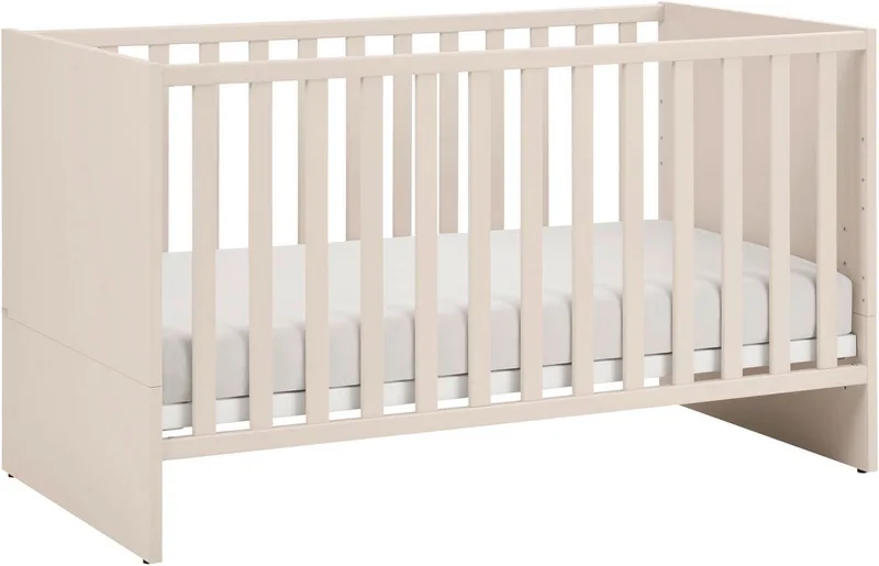 Babybett LITTLE SNU 70x140cm in Beige oder Weiß, umbaubares Kinderbett, Gitterbett 4-fach höhenverstellbar, entnehmbare Sprossen, Juniorbett von Paidi in Beige, Braun – Produktfoto 3 von 5