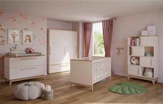 Babybett STIENE 70x140cm in Beige oder Grau, umbaubares Bett mit Massivholz, Gitterbett 4-fach höhenverstellbar, entnehmbare Sprossen, Kinderbett by Paidi in Beige, Brown – product photo 2 of 5