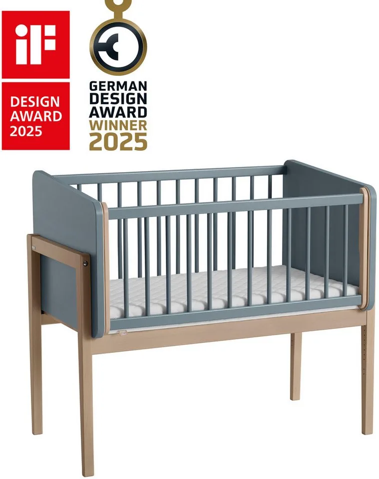 Beistellbett LITTLE CLOUD, mit Lattenrost, variabel höhenverstellbar, umbaubar zum Tiny Sofa by Paidi in Blau – product photo