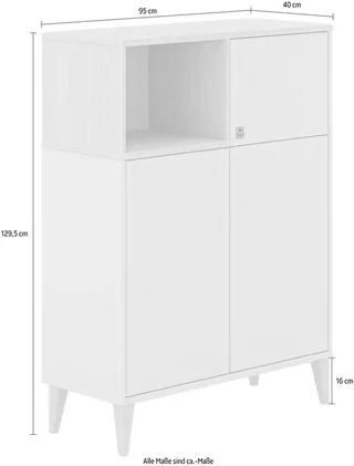 Highboard MILA & BEN Steiff by PAIDI in 3 Türen mit Push-to-open, stabiles Regal mit Massivholz-Füßen, Standregal, geprüfte Qualität van Paidi in Beige – productfoto 5 van 5