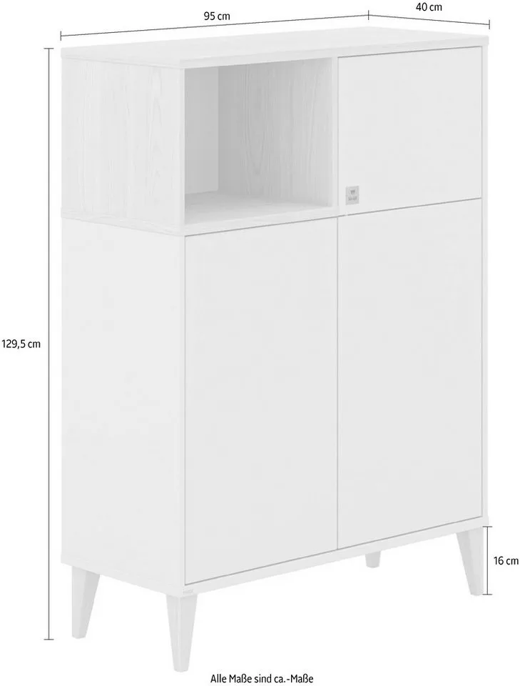 Highboard MILA & BEN Steiff by PAIDI in 3 Türen mit Push-to-open, stabiles Regal mit Massivholz-Füßen, Standregal, geprüfte Qualität van Paidi in Beige – productfoto 5 van 5