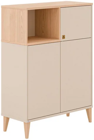 Highboard MILA & BEN Steiff by PAIDI in 3 Türen mit Push-to-open, stabiles Regal mit Massivholz-Füßen, Standregal, geprüfte Qualität van Paidi in Beige – productfoto 2 van 5