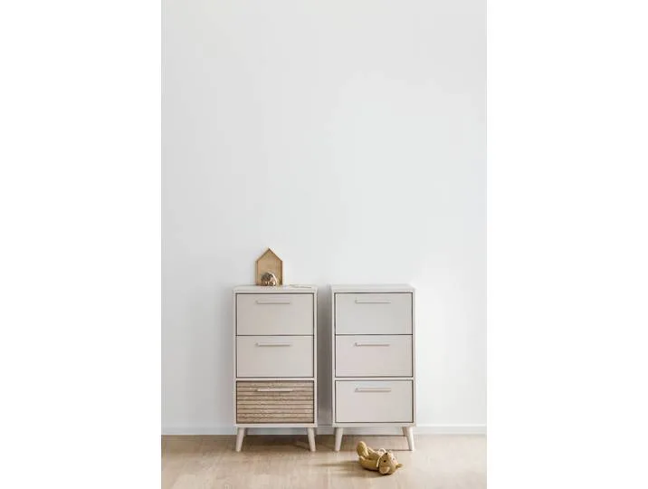 Highboard PAIDI EEFJE in Beige, 3 Schubladen mit Soft-Close, verschiedene Ausführungen , cashmere, beige, B:48cm H:93cm T:41cm, Holzwerkstoff, Sideboards, Highboard, modernes und langlebiges Regal aus Holz, geprüfte Qualität, Kommode de Paidi – photo produit