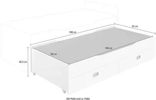 Kinderbett Ausziehbett, Unterschiebebett mit 2 Schubladen, 90 x 190 cm by Paidi in White – product photo 3 of 3