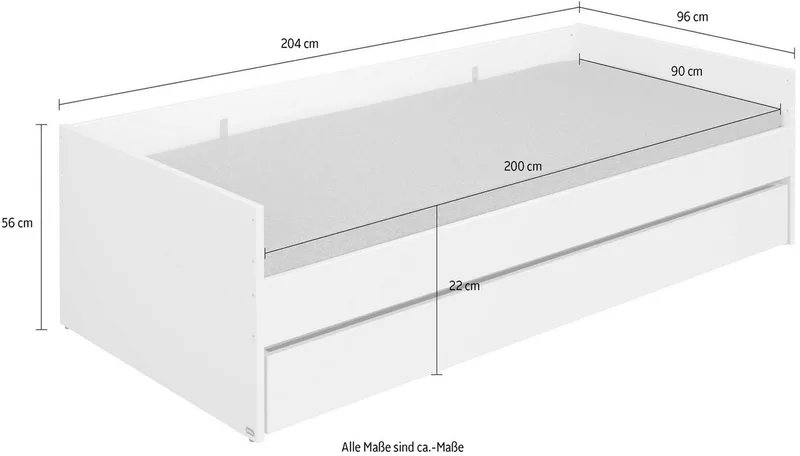 Kinderbett CUTIE LEA in mit Bettkasten, Jugendliege (L/B/H ca. 204/96-126/56cm, Off-White), bietet extra Stauraum oder zusätzliche Liegefläche, Kojenliege von Paidi in Weiß – Produktfoto 4 von 4