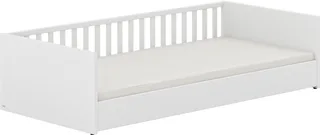 Kinderbett LITTLE FLO, vom Baby bis zum Teeni, in mehreren Farben und Breiten (Breite/Länge: 90x200cm + 120X200cm +140x200cm), umbaubar zum Kinder- oder Jugendbett, Bodenbett auch als Sofa nutzbar von Paidi in Weiß – Produktfoto 1 von 4