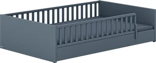 Kinderbett LITTLE FLO, vom Baby bis zum Teeni, in mehreren Farben und Breiten (Breite/Länge: 90x200cm + 120X200cm +140x200cm), umbaubar zum Kinder- oder Jugendbett, Bodenbett auch als Sofa nutzbar von Paidi in Blau – Produktfoto 4 von 5