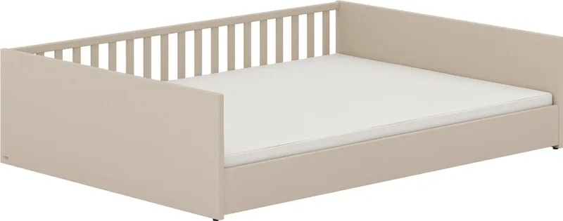 Kinderbett LITTLE FLO, vom Baby bis zum Teeni, in mehreren Farben und Breiten (Breite/Länge: 90x200cm + 120X200cm +140x200cm), umbaubar zum Kinder- oder Jugendbett, Bodenbett auch als Sofa nutzbar de Paidi en Beige – photo produit