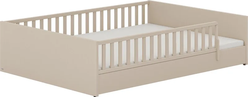 Kinderbett LITTLE FLO, vom Baby bis zum Teeni, in mehreren Farben und Breiten (Breite/Länge: 90x200cm + 120X200cm +140x200cm), umbaubar zum Kinder- oder Jugendbett, Bodenbett auch als Sofa nutzbar von Paidi in Beige – Produktfoto 2 von 4