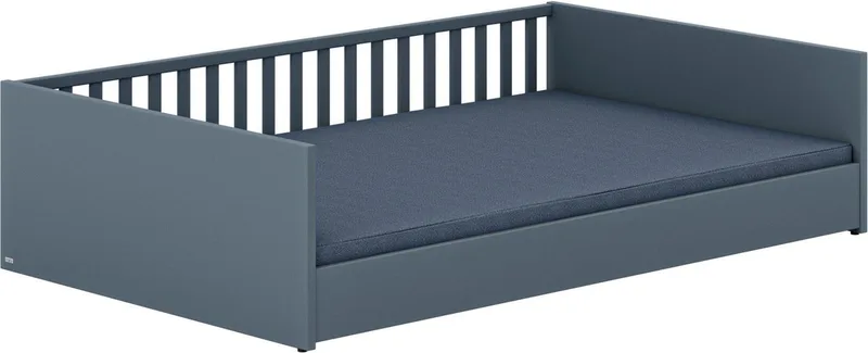 Kinderbett LITTLE FLO, vom Baby bis zum Teeni, in mehreren Farben und Breiten (Breite/Länge: 90x200cm + 120X200cm +140x200cm), umbaubar zum Kinder- oder Jugendbett, Bodenbett auch als Sofa nutzbar by Paidi in Blau – product photo