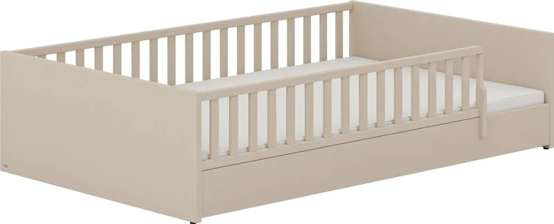 Kinderbett LITTLE FLO, vom Baby bis zum Teeni, in mehreren Farben und Breiten (Breite/Länge: 90x200cm + 120X200cm +140x200cm), umbaubar zum Kinder- oder Jugendbett, Bodenbett auch als Sofa nutzbar von Paidi in Beige – Produktfoto 2 von 4