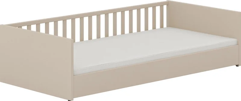 Kinderbett LITTLE FLO, vom Baby bis zum Teeni, in mehreren Farben und Breiten (Breite/Länge: 90x200cm + 120X200cm +140x200cm), umbaubar zum Kinder- oder Jugendbett, Bodenbett auch als Sofa nutzbar från Paidi i Beige – produktbild