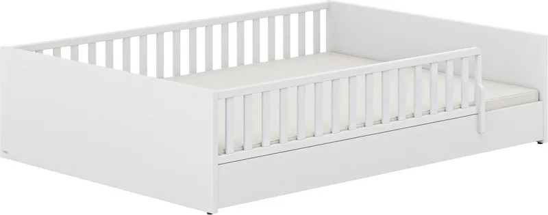 Kinderbett LITTLE FLO, vom Baby bis zum Teeni, in mehreren Farben und Breiten (Breite/Länge: 90x200cm + 120X200cm +140x200cm), umbaubar zum Kinder- oder Jugendbett, Bodenbett auch als Sofa nutzbar von Paidi in Weiß – Produktfoto 4 von 4