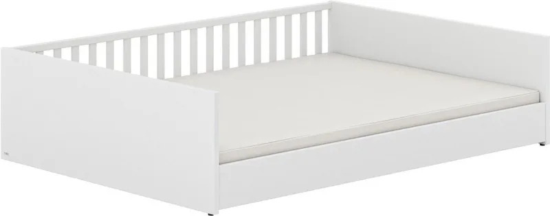 Kinderbett LITTLE FLO, vom Baby bis zum Teeni, in mehreren Farben und Breiten (Breite/Länge: 90x200cm + 120X200cm +140x200cm), umbaubar zum Kinder- oder Jugendbett, Bodenbett auch als Sofa nutzbar de Paidi en Weiß – photo produit