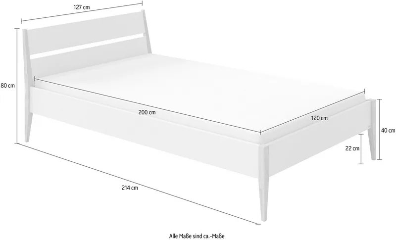 Kinderbett STIENE in verschiedenen Größen und Farben (90/120/140x200cm - Beige, Grau, Eiche massiv), Jugendbett mit Massivholz, pflegeleicht, langlebig, Jugendliege by Paidi in Beige, Brown – product photo 5 of 5