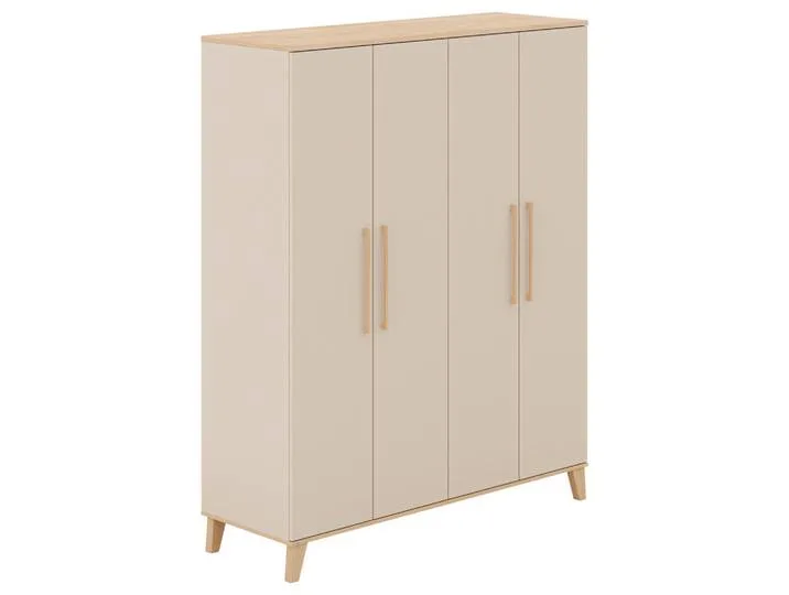 Kinderkleiderschrank Malio, Natur, Beige, 9 Fächer, 164x202.9x55.6 cm, Blauer Engel, Goldenes M, Beimöbel erhältlich, Kinderzimmer & Jugendzimmer, Kindermöbel, Kinderkleiderschränke van Paidi – productfoto