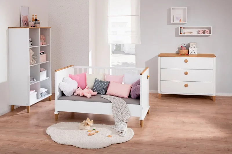Kinderregal LOTTE & FYNN Steiff by PAIDI, 8 offene Fächer, 96cm Breite, Highboard, mit Eiche Massivholz, stabiles und langlebiges Regal de Paidi en Blanc – photo produit 3 sur 3