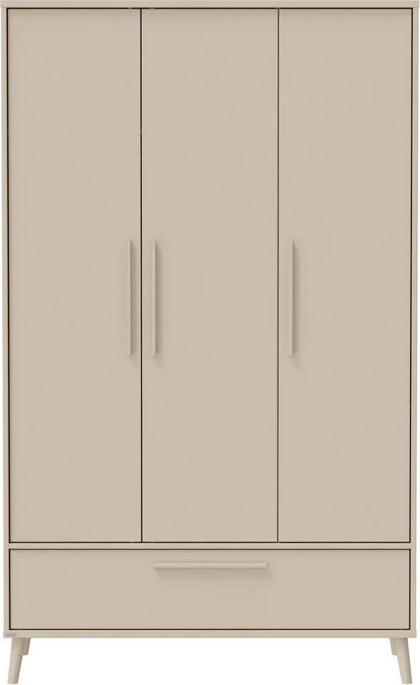 Kleiderschrank EEFJE in Beige mit Schublade und Türen, verschiedene Ausführungen (B/H/T ca. 95-123/139-204/41-57cm, mit 2 oder 3 Türen + Tiny-Variante) stabiler Drehtürenschrank aus Holz, mit Soft-Close-Funktion de Paidi en Beige, Marron – photo produit 3 sur 5