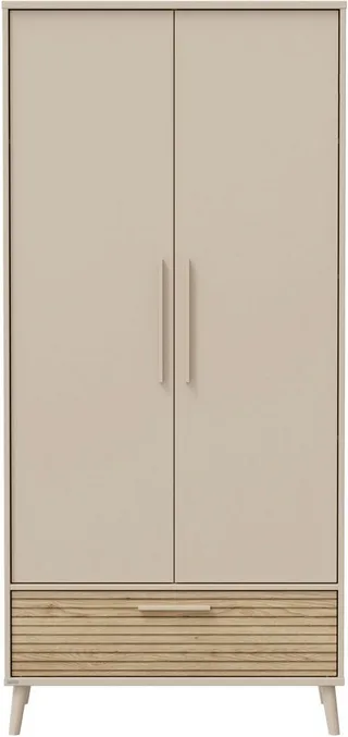 Kleiderschrank EEFJE in Beige mit Schublade und Türen, verschiedene Ausführungen (B/H/T ca. 95-123/139-204/41-57cm, mit 2 oder 3 Türen + Tiny-Variante) stabiler Drehtürenschrank aus Holz, mit Soft-Close-Funktion från Paidi i Beige, Brun – produktbild 3 av 5