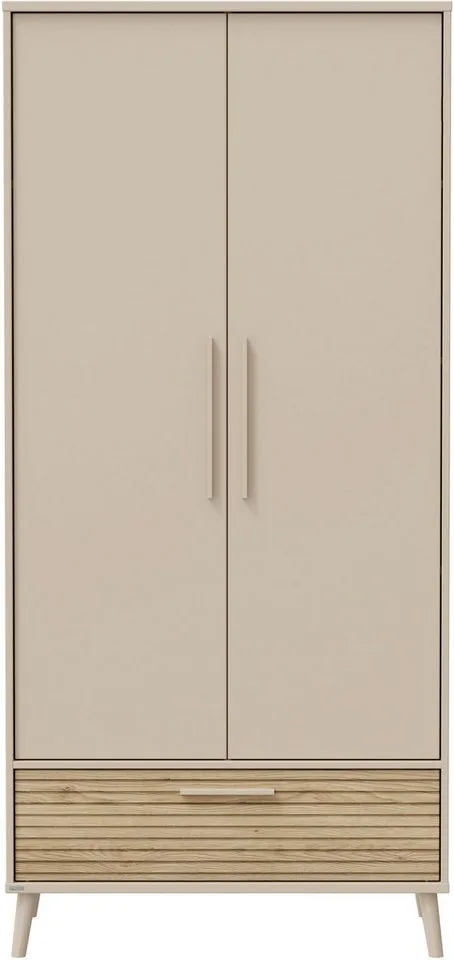 Kleiderschrank EEFJE in Beige mit Schublade und Türen, verschiedene Ausführungen (B/H/T ca. 95-123/139-204/41-57cm, mit 2 oder 3 Türen + Tiny-Variante) stabiler Drehtürenschrank aus Holz, mit Soft-Close-Funktion från Paidi i Beige, Brun – produktbild 3 av 5