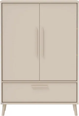 Kleiderschrank EEFJE in Beige mit Schublade und Türen, verschiedene Ausführungen (B/H/T ca. 95-123/139-204/41-57cm, mit 2 oder 3 Türen + Tiny-Variante) stabiler Drehtürenschrank aus Holz, mit Soft-Close-Funktion de Paidi en Beige, Marron – photo produit 3 sur 5