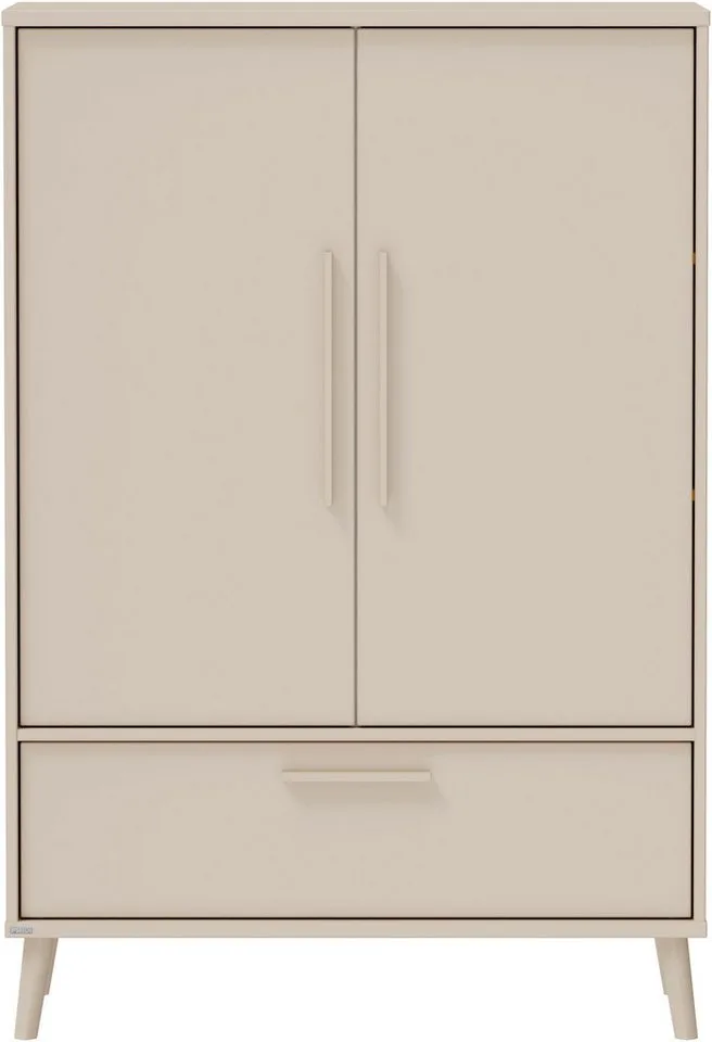 Kleiderschrank EEFJE in Beige mit Schublade und Türen, verschiedene Ausführungen (B/H/T ca. 95-123/139-204/41-57cm, mit 2 oder 3 Türen + Tiny-Variante) stabiler Drehtürenschrank aus Holz, mit Soft-Close-Funktion de Paidi en Beige, Marron – photo produit 3 sur 5
