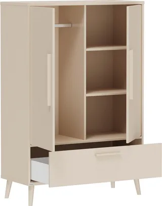 Kleiderschrank EEFJE in Beige mit Schublade und Türen, verschiedene Ausführungen (B/H/T ca. 95-123/139-204/41-57cm, mit 2 oder 3 Türen + Tiny-Variante) stabiler Drehtürenschrank aus Holz, mit Soft-Close-Funktion de Paidi en Beige, Marron – photo produit 4 sur 5
