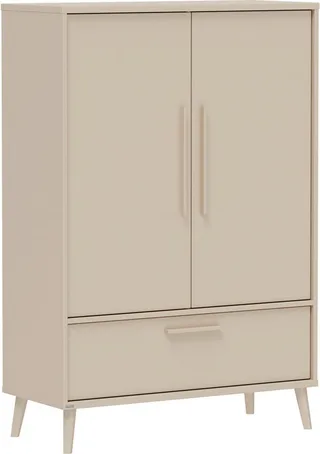 Kleiderschrank EEFJE in Beige mit Schublade und Türen, verschiedene Ausführungen (B/H/T ca. 95-123/139-204/41-57cm, mit 2 oder 3 Türen + Tiny-Variante) stabiler Drehtürenschrank aus Holz, mit Soft-Close-Funktion de Paidi en Beige, Marron – photo produit 2 sur 5