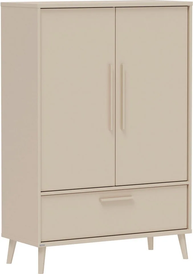 Kleiderschrank EEFJE in Beige mit Schublade und Türen, verschiedene Ausführungen (B/H/T ca. 95-123/139-204/41-57cm, mit 2 oder 3 Türen + Tiny-Variante) stabiler Drehtürenschrank aus Holz, mit Soft-Close-Funktion de Paidi en Beige, Marron – photo produit 2 sur 5