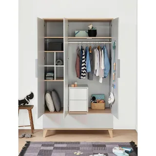 Kleiderschrank Fiene 3-türig van Paidi in Grijs, Naturel, 124 × 209 mm – productfoto 2 van 3