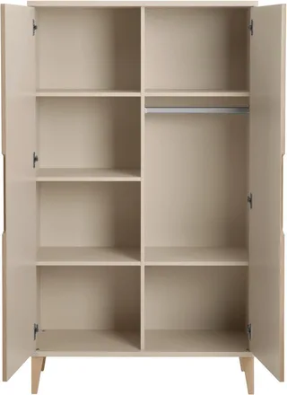 Kleiderschrank JONTE in Beige & Eichefarben mit gerillten Türen, verschiedene Größen (B/H/T ca. 95-141/164-207/40-56cm, mit 2 oder 3 Türen + Tiny-Variante) stabiler Drehtürenschrank mit Massivholz-Füßen, Soft-Close-Funktion de Paidi en Beige, Marron – photo produit 3 sur 5