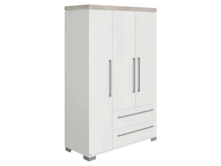Kleiderschrank Kira, Weiß, Eiche, 5 Fächer, 2 Schublade(n) Schubladen, 135.3x205.9x55.6 cm, Blauer Engel, Typenauswahl, Beimöbel erhältlich, in verschiedenen Holzdekoren erhältlich, Kinderzimmer & Jugendzimmer, Jugendmöbel, Jugendkleiderschränke van Paidi – productfoto