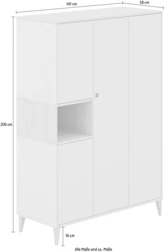Kleiderschrank MILA & BEN Steiff by PAIDI in 4 Türen mit Push-to-open inkl. Kleiderstangen und Einlegeböden, Massivholz-Füße, Soft-Close från Paidi i Beige – produktbild 5 av 5