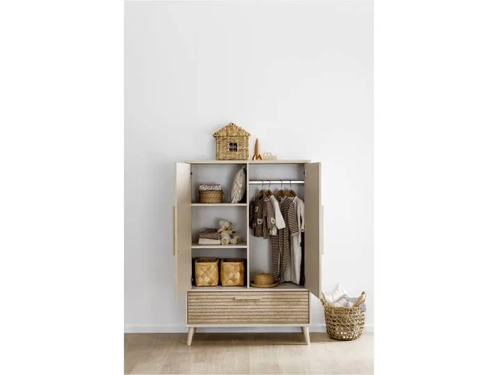 Kleiderschrank PAIDI EEFJE in Beige mit Schublade und Türen, verschiedene Ausführungen , beige (cashmere, beige, groovy, oak), B:95cm H:139cm T:41cm, Holzwerkstoff, Schränke, Kleiderschrank, inkl. Kleiderstange und Einlegeböden, Kinderkleiderschrank aus H de Paidi – photo produit