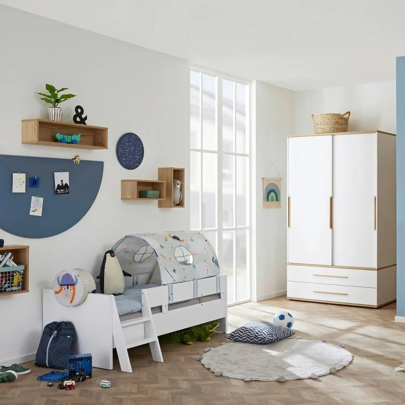 Kleiderschrank Yolanda 2-türig van Paidi in Wit, Naturel, 124 × 207 mm – productfoto 3 van 3