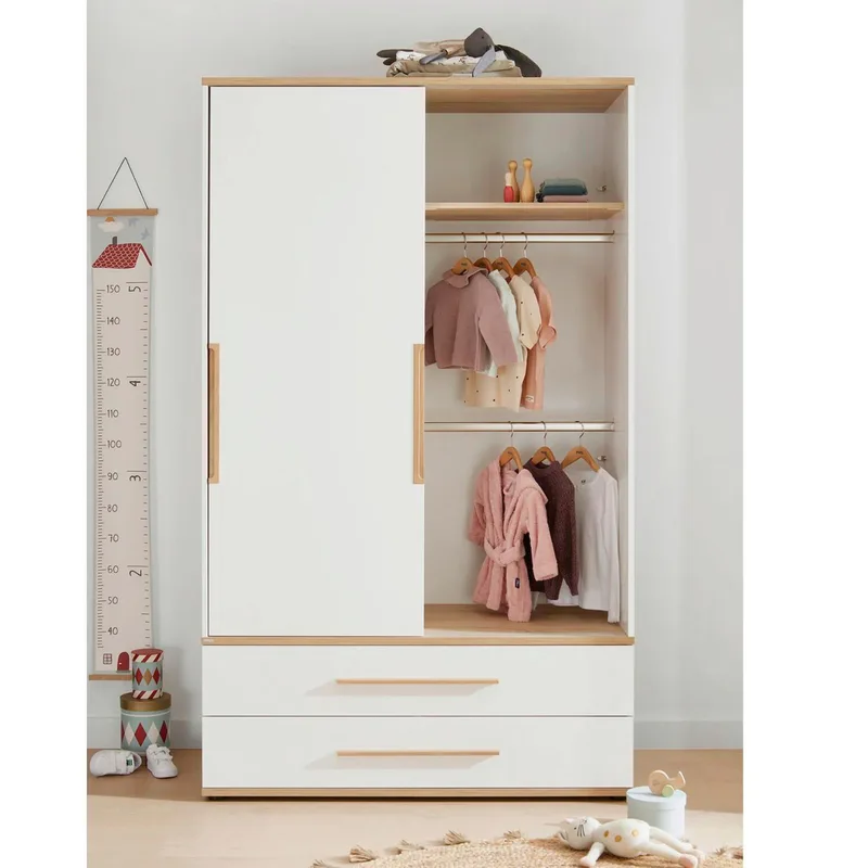 Kleiderschrank Yolanda 2-türig van Paidi in Wit, Naturel, 124 × 207 mm – productfoto 2 van 3