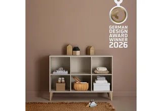 Sideboard JONTE in Beige, 6 offene Fächer (B/H/T ca. 124/87/38cm, Cashmere-Beige), stabiles Regal mit Massivholz-Füßen, offenes Standregal från Paidi i Beige, Brun – produktbild 2 av 5
