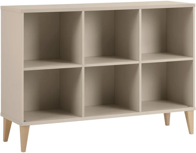 Sideboard JONTE in Beige, 6 offene Fächer (B/H/T ca. 124/87/38cm, Cashmere-Beige), stabiles Regal mit Massivholz-Füßen, offenes Standregal från Paidi i Beige, Brun – produktbild 1 av 5