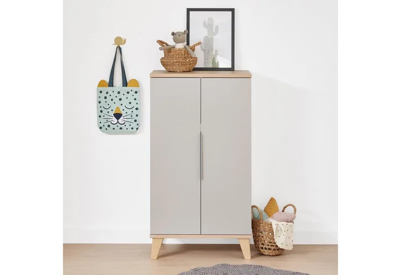 Standregal FIENE in 2 Türen mit Soft-Close, 6 Fächer, stabiles und langlebiges Regal aus Holz, geprüfte Qualität van Paidi in Grijs – productfoto 1 van 5