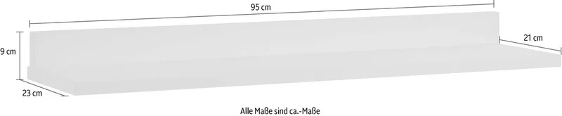 Wandregal in verschiedenen Farben, 95 cm Breite, Schweberegal, stabiles Hängeregal aus Holz, 20 Kg Tragkraft, Wandboard van Paidi in Wit – productfoto 2 van 2