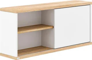 Wandregal YOLANDA in mit Eiche-Dekor, 3 Fächer und Schiebetür, 86 cm Breite, Hängeregal, 20 Kg Tragkraft, Wandboard van Paidi in Wit – productfoto 1 van 2