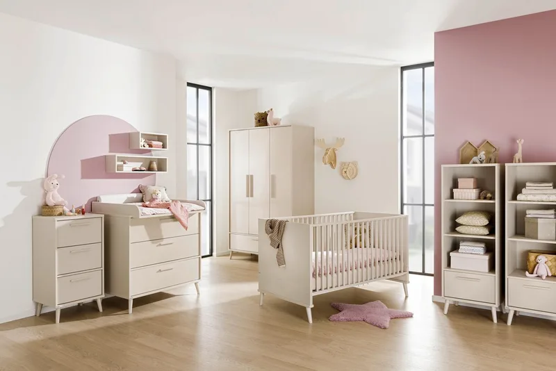 Wickelkommode EEFJE in Beige, 3 Schubladen mit Soft-Close, verschiedene Ausführungen, langlebige Kommode, geprüfte Sicherheit, Wickeltisch aus Holz van Paidi in Beige, Bruin – productfoto 2 van 5