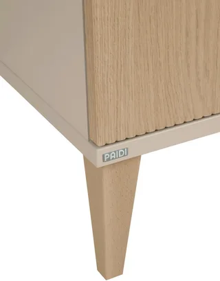 Wickelkommode JONTE in Beige & Eichefarben, 3 Schubladen mit Soft-Close, Vollauszug, Kommode 124 cm Breite, Wickeltisch mit Massivholz-Füßen by Paidi in Beige, Brown – product photo 4 of 5