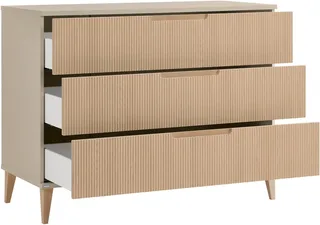 Wickelkommode JONTE in Beige & Eichefarben, 3 Schubladen mit Soft-Close, Vollauszug, Kommode 124 cm Breite, Wickeltisch mit Massivholz-Füßen by Paidi in Beige, Brown – product photo 3 of 5
