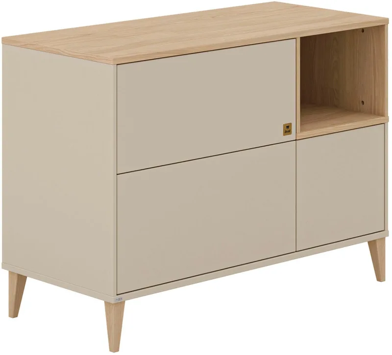 Wickelkommode MILA & BEN Steiff by PAIDI in Tür und 2 Schubladen, Push-to-open, Soft-Close, stabile Kommode mit Massivholz-Füßen von Paidi in Beige – Produktfoto 2 von 5