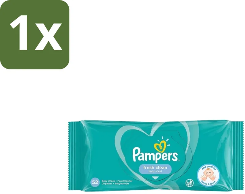 1 x Pampers – Billendoekjes – Fresh Clean – 52 Doekjes - Baby Billendoekjes - Billetjes Reinigen - Huidbescherming - Frisse Geur - Plantaardige Vezels by Pampers – product photo