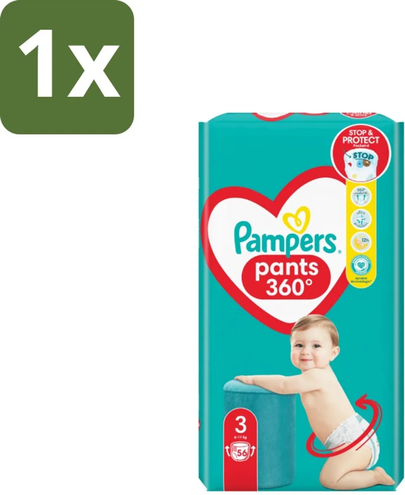 1 x Pampers – Luierbroekjes – Pants Maat 3 – 56 Luiers - Luiers Voor Baby - Luierbroekjes - Luier Voor Baby - Luier Maat 3 - Luier Voor Actieve Baby van Pampers – productfoto