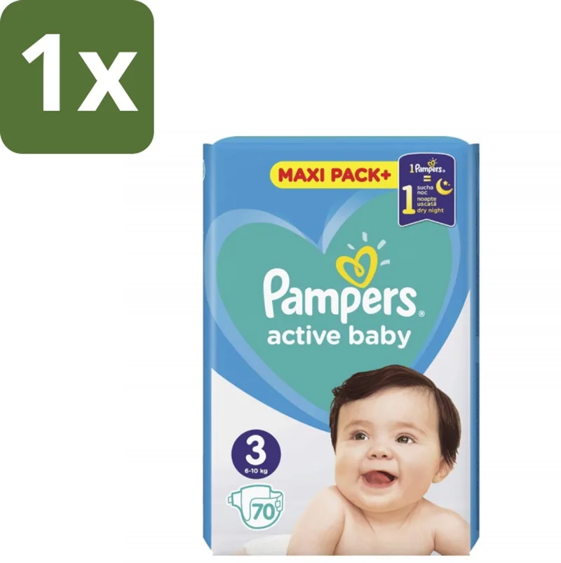 1 x Pampers – Luiers – Active Baby Maat 3 – 70 Luiers - Baby-luiers - Droge Billetjes - Huidbescherming - Luchtdoorlatende Luiers - Absorberende Luiers från Pampers – produktbild