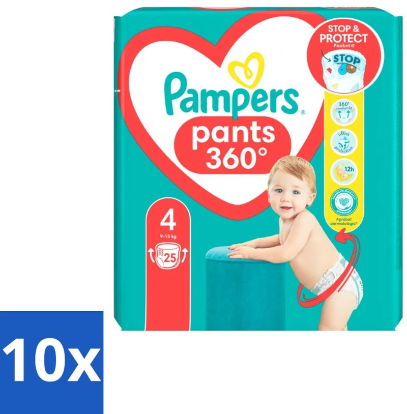 10 x Pampers – Luierbroekjes – Baby Dry Pants Maat 4 – 25 Luiers - Baby Luier - Droge Luier - Luier Voor Baby - Luier Maat 4 - Luier Voor 9-14 Kg by Pampers – product photo